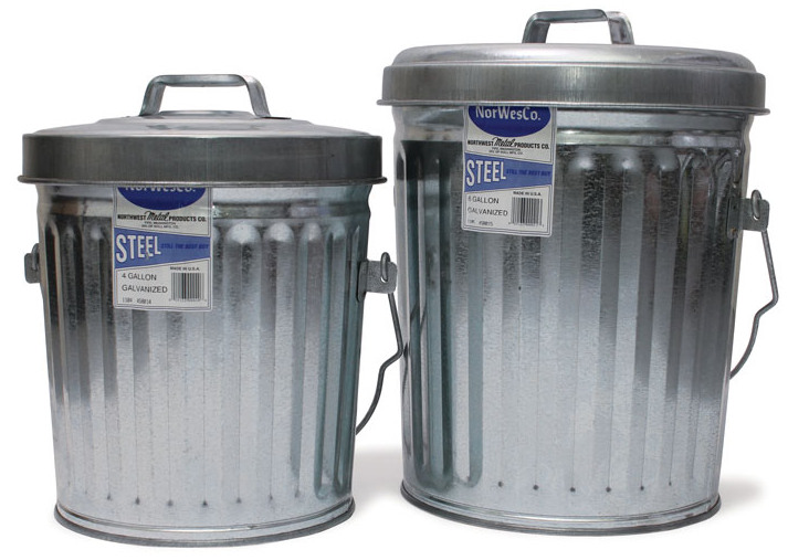 ITD1086 4 Gallon Galvanized Trash Can With Lid ComTruckParts
