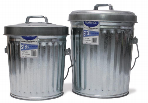 ITD1087 - 6 Gallon Galvanized  Trash Can With Lid